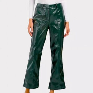NWT 7 for All Mankind Green Faux Leather Pants